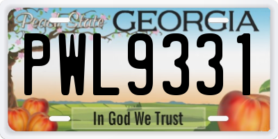 GA license plate PWL9331