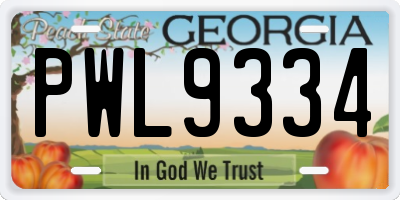 GA license plate PWL9334