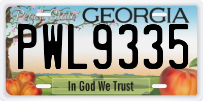 GA license plate PWL9335