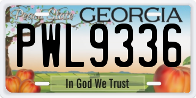 GA license plate PWL9336