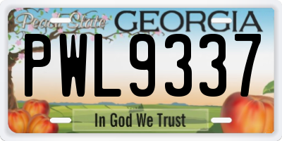 GA license plate PWL9337