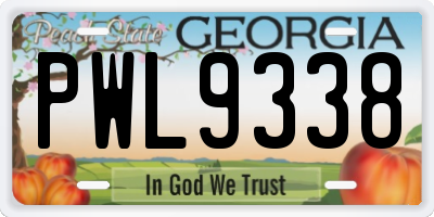 GA license plate PWL9338