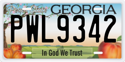 GA license plate PWL9342