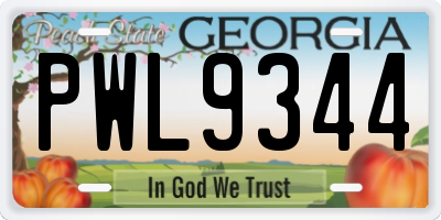 GA license plate PWL9344