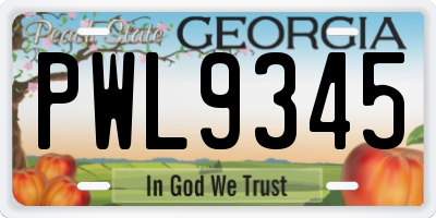 GA license plate PWL9345