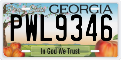 GA license plate PWL9346