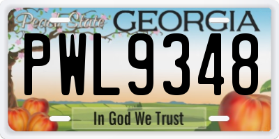 GA license plate PWL9348