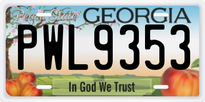 GA license plate PWL9353