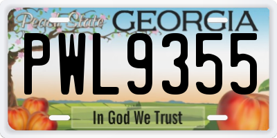 GA license plate PWL9355