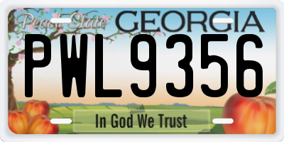 GA license plate PWL9356