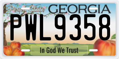 GA license plate PWL9358
