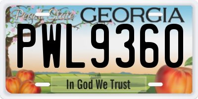 GA license plate PWL9360