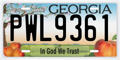 GA license plate PWL9361