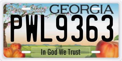 GA license plate PWL9363