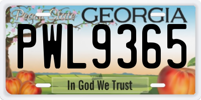 GA license plate PWL9365