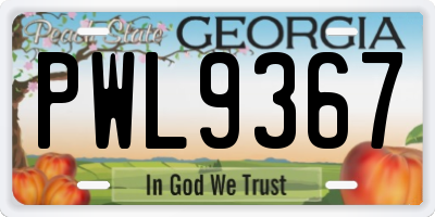 GA license plate PWL9367