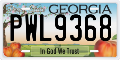 GA license plate PWL9368
