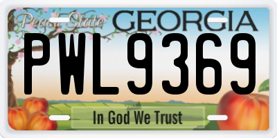 GA license plate PWL9369