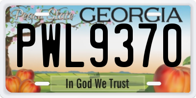 GA license plate PWL9370