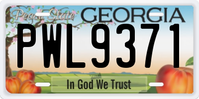 GA license plate PWL9371
