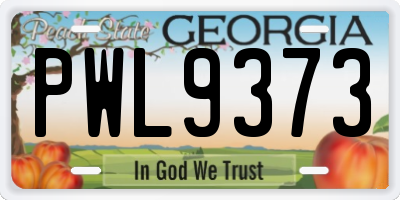 GA license plate PWL9373