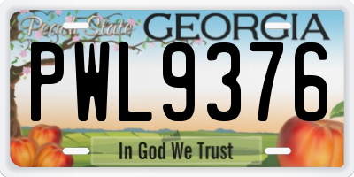 GA license plate PWL9376