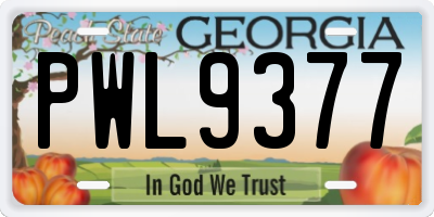 GA license plate PWL9377
