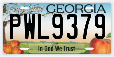 GA license plate PWL9379