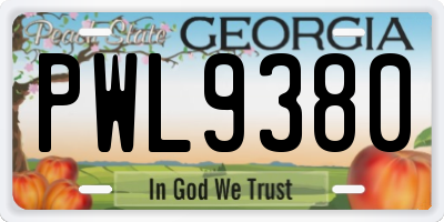 GA license plate PWL9380