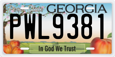 GA license plate PWL9381