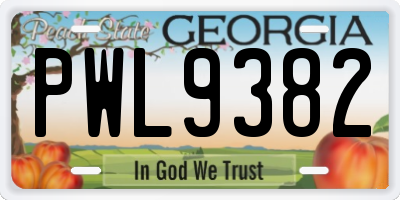 GA license plate PWL9382