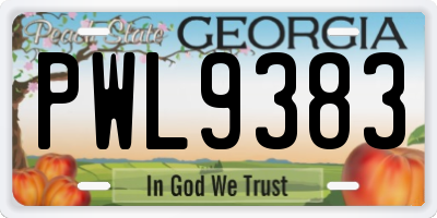 GA license plate PWL9383