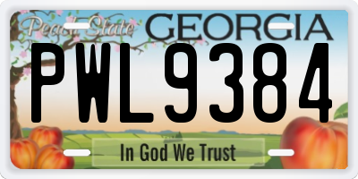 GA license plate PWL9384