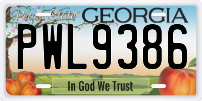 GA license plate PWL9386