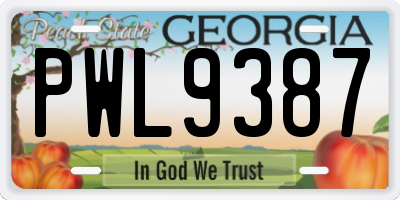 GA license plate PWL9387