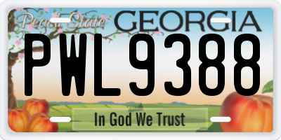 GA license plate PWL9388