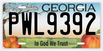 GA license plate PWL9392
