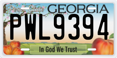 GA license plate PWL9394
