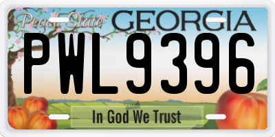 GA license plate PWL9396