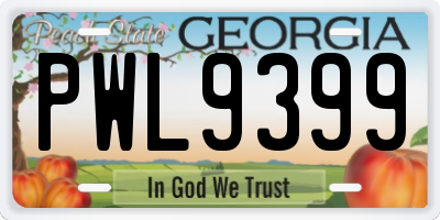 GA license plate PWL9399