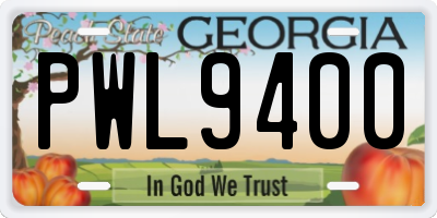 GA license plate PWL9400