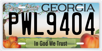 GA license plate PWL9404