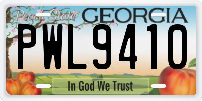 GA license plate PWL9410