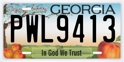 GA license plate PWL9413