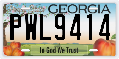 GA license plate PWL9414