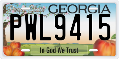 GA license plate PWL9415