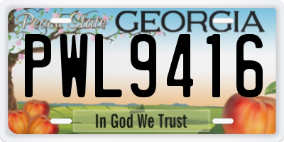 GA license plate PWL9416