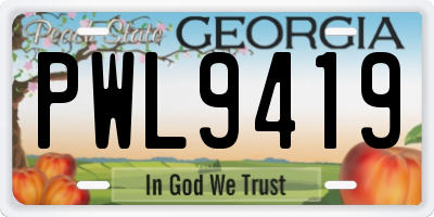 GA license plate PWL9419