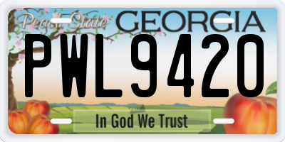 GA license plate PWL9420