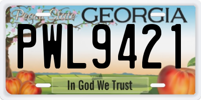 GA license plate PWL9421